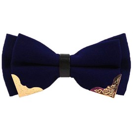 Flairs New York Pre-Tied Metal Edge Trim Tuxedo Bow Tie (Midnight Blue/Rose Gold Metal)
