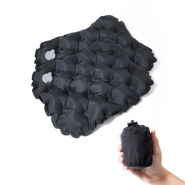 NYEONHRT Airplane Travel Seat Cushion - Inflatable Waterproof Air Pad with Repair Kit and Storage Bag, Portable for Hiking Trekking Office Flights Car Stadium Seating (15.75"x11.82") Black-2pack