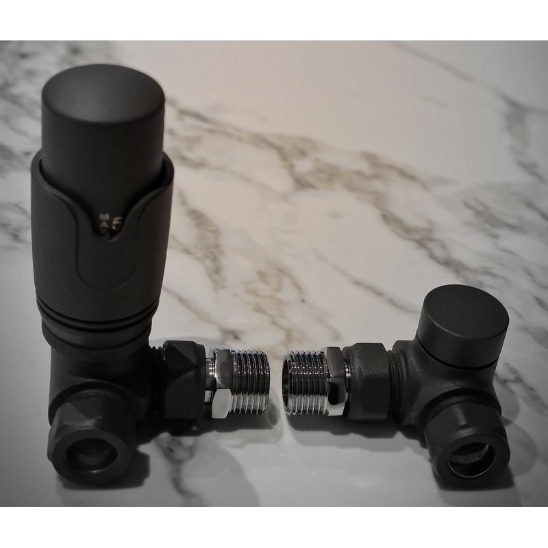Team Controls Anthracite Grey Corner TRV Thermostatic Radiator Valve &