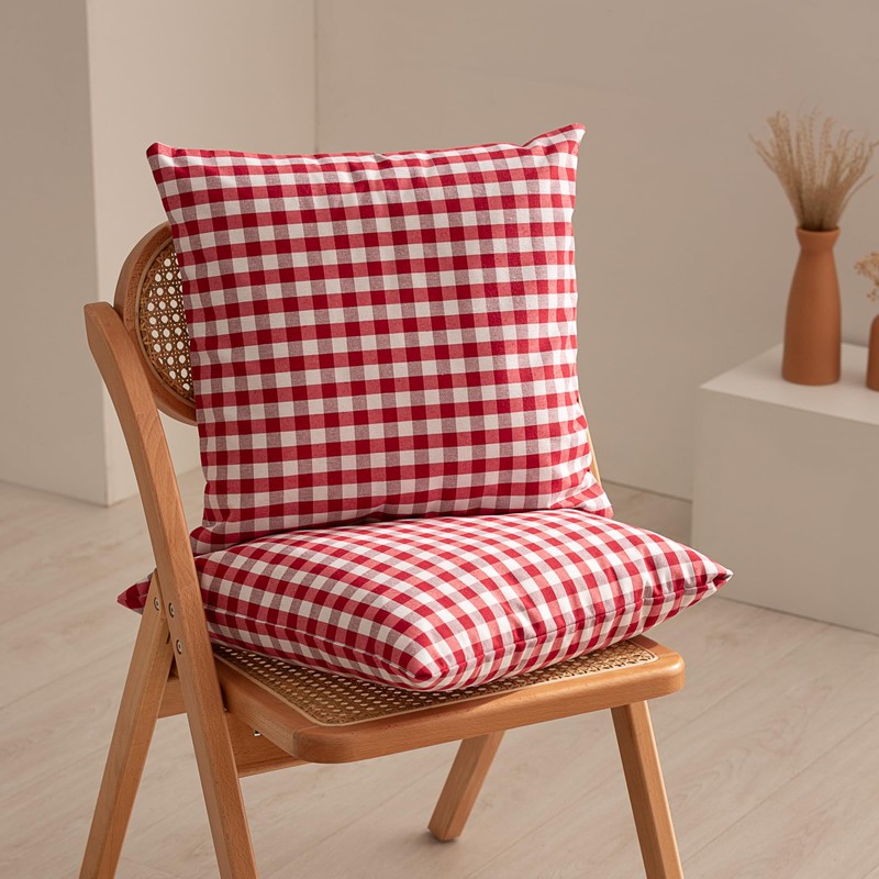 GAMUSI Set of 2 Checked Gingham Cushion Covers 45 x