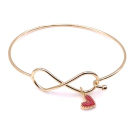 LESLIE BOULES Infinity Love Bangle Bracelet for Women 18K Gold Plated Hook Closure