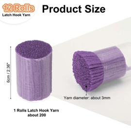 PATIKIL 12 Rolls Latch Hook Yarn, Latch Hook Kit Yarn Precut Hook Rugs Yarn Making Crochet Bundles for Latch Hook Rug Adults Beginners Tapestry DIY Craft, Light Purple