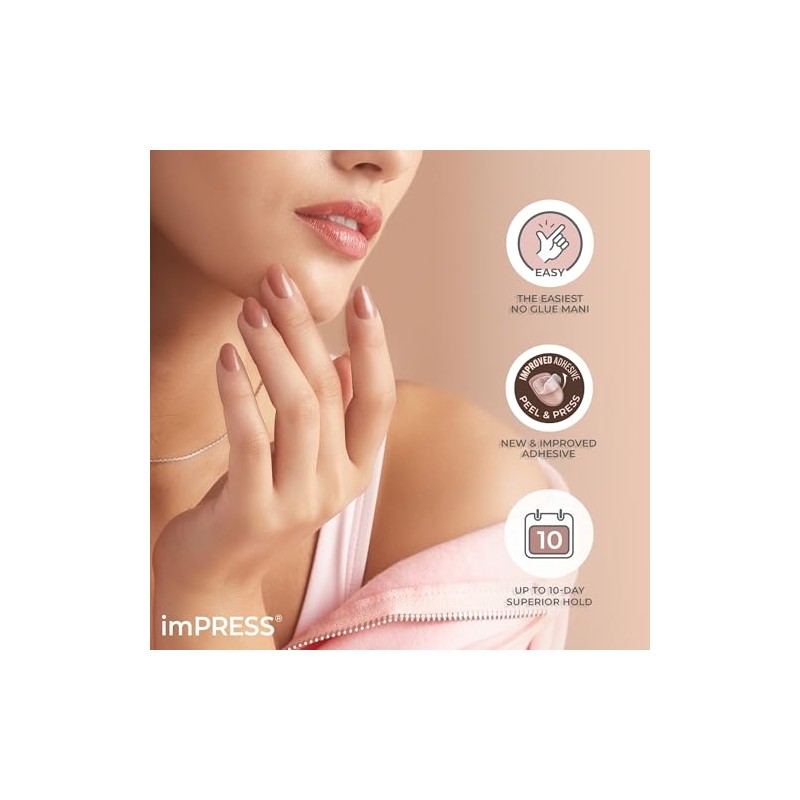 KISS imPRESS Press-On Nails Bare But Better Manicure Set, Nude