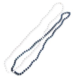 Anderson's Navy Blue and White Beads, 33 Inches, Set of 24, Fan Gear, Birthdays, Homecoming, Game Days, Holidays, Sports Fan Gear,School Spirit, Football Cheerleader Accessories