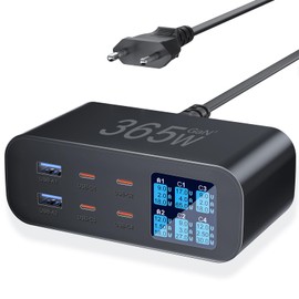 365 W USB C Charger Multiple with LED Display, YSYFAD 6-Port GAN USB Charging Station PD USBC Power Supply QC USBA Fast Charging Power Charger Type-C 100 W Charger for MacBook Laptops i Phone Pad