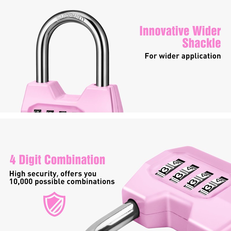 1 Pack disecu 4-Digit Combination Lock, Waterproof Outdoor Padlock for