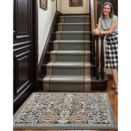 LUMI Washable Indoor Door Mat for Entrance, Traditional Front Doormats Non-Slip with Rubber Backing, Soft, Low Profile, Dirt Trapper, Absorbent Carpet for Inside Entryway, Garage, Patio, 26x46