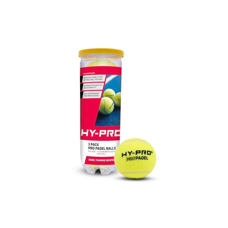 Hy-Pro Padel Balls - Pack of 3, High Visibility, Durable