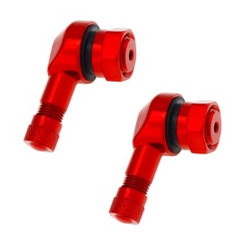 BWBWND 2 PCS 90 Degree Tire Valve Stems, Aluminum Alloy Wheel Valve Stem for Motorcycle with Rubber Ring,Diameter 10-11.3 mm Leakproof Tire Tubeless Valve Stems, Motorcycle Accessories (Red)