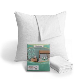 Aimtton Waterproof Pillowcase 80 x 80 cm - Cotton Pack of 2 Pillow Protectors with Zip - Breathable, Hypoallergenic, Anti-Dust Mite (White)
