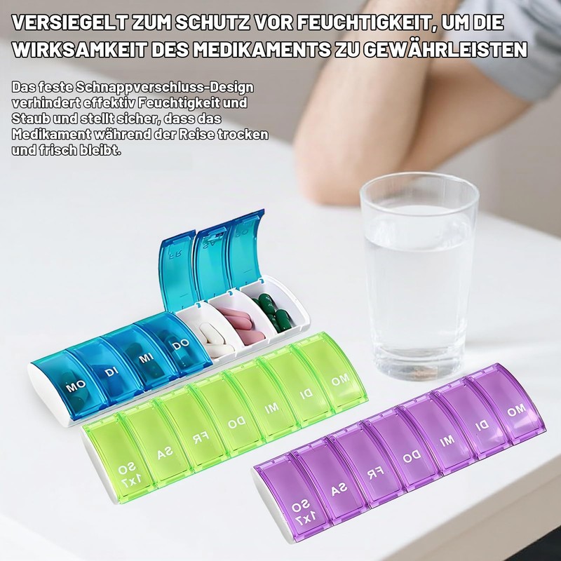 Pill Box 7 Days Small, Pack of 4 Weekly Dispensers