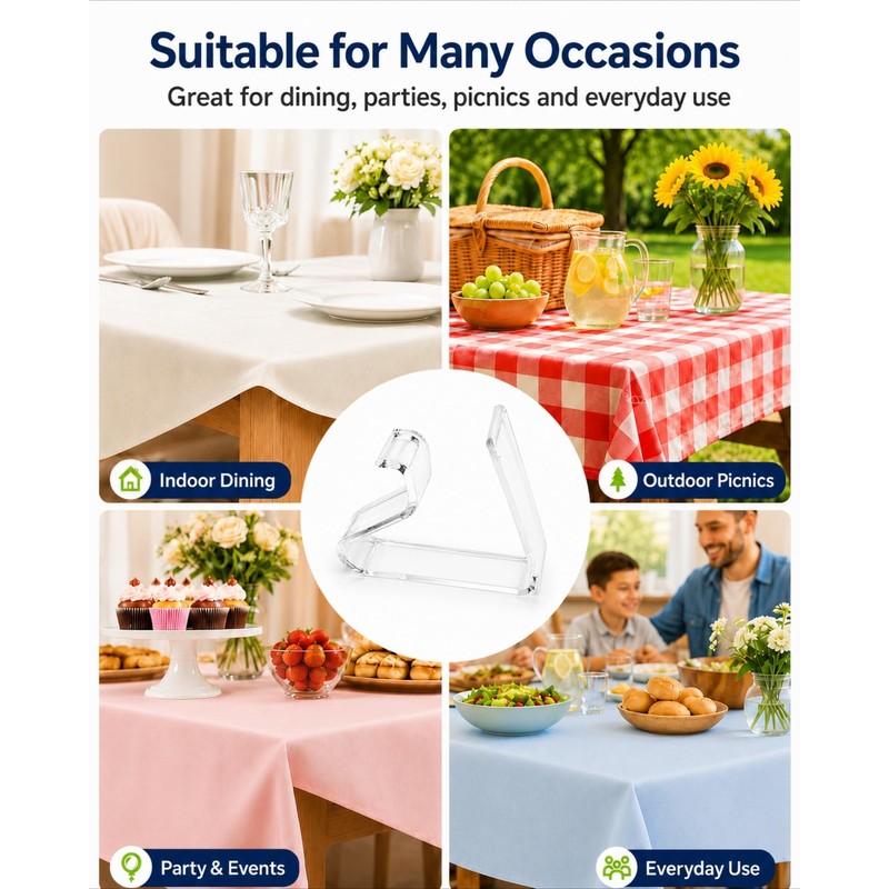 BHFOW 48 PCS Clear Tablecloth Clips for Tables, Acrylic Table