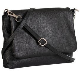 LiaTalia Womens Cross-Body Messenger Style Real Leather Adjustable Shoulder Strap Bag - Jules (Black)