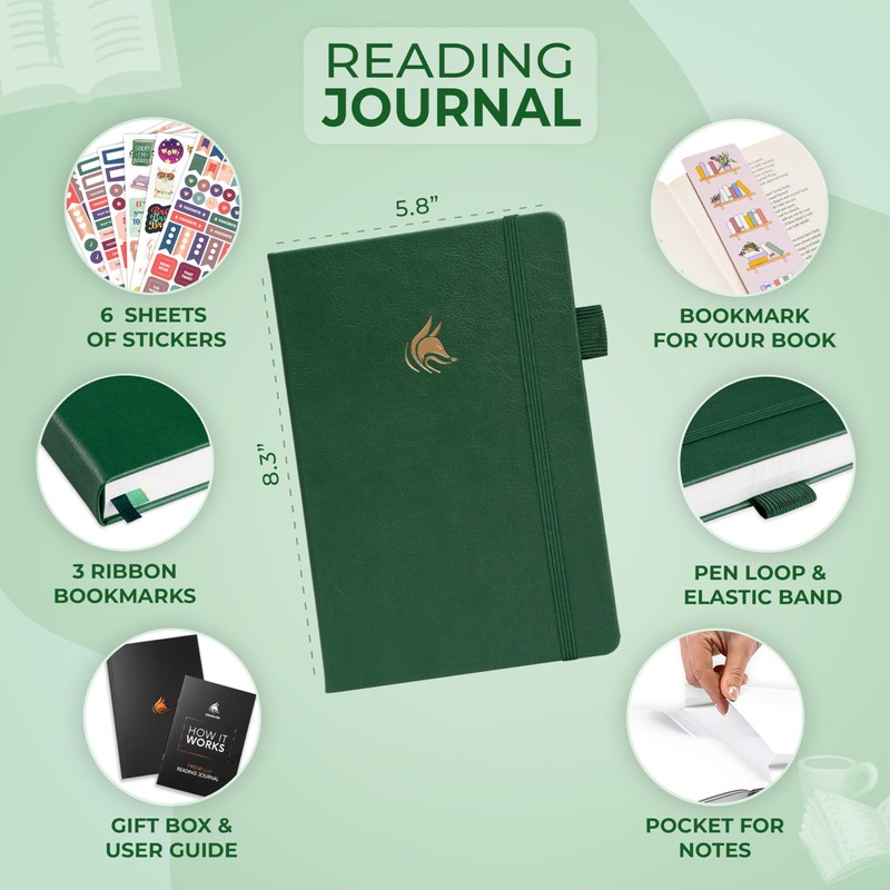 Clever Fox Reading Journal Premium – Review Log Notebook with