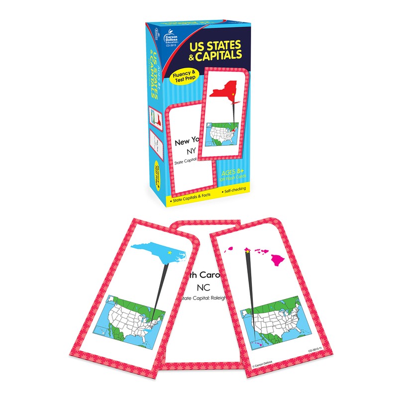Carson Dellosa States and Capitals Flash Cards for Kids Ages