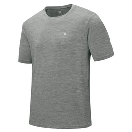 Rdruko Men's Workout Shirts Moisture Wicking Dry Fit Short Sleeve Lightweight UPF 50+ Athletic Running Gym Active T Shirts,Light Grey,M