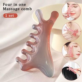 Sakura 1개입 바디 경락 마사지 빗 4 in 1 사쿠라 핑크 레진 두피 지압 목 테라피 도구 [02 A] 1 Piece Body Meridians Massage Comb 4 in 1 Sakura Pink Resin Scalp Acupressure Neck Therapy Tool [02 A]