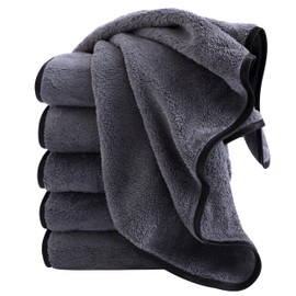 Cosy Family 6 Pack Ultra Soft Microfiber Absorbent Hand Towel, Silk Hemming Towels for Bathroom - Quick Drying - Perfect for Bath, Fitness, Gym, Shower, Hotel, and Spa - 16x28 Inch, Dark Grey