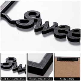 3D Wood Sweet Dreams Wall Decor Above Bed Decors, Bedroom Wall Art 36x16”, Black Wall Decor for Bedroom (12x16 inches, Set of 3, Framed)