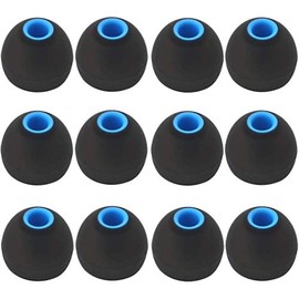 BLLQ 12PCS Large Size Replacement Ear Tips Earbuds Eartips Ear Cap Ear Bud Tip Compatible with BeatsX, Senso, TOZO, Sony & Other Inner Hole 3.8mm~4.2mm Earbuds in-Ear Headphones,Black-Blue,L