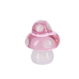 Ganz TINY Mini Glass "Lucky Little MUSHROOM" Figurine PINK Brings Love 5/8"