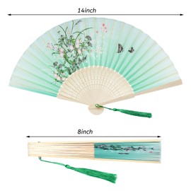 HOVEOX 6 Pieces Folding Fans Foldable Fans Hand Fan Decorative Folding Hand Fan for Dancing Wedding Party