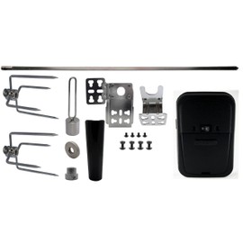 OneGrill Universal Complete Grill Rotisserie Kit - 37” x 5/16” w/Black Cordless Motor (Matte Black Motor)