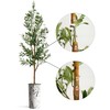 Artificial Tree in Abstract Ink Planter, Fake Olive Silk Tree