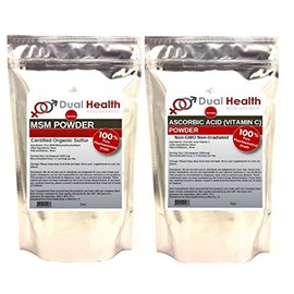 Dual Health Body & Mind 1 (8 oz) Bag of Each Ascorbic Acid (Vitamin C) & MSM (Methylsulfonylmethane) Powder Combo