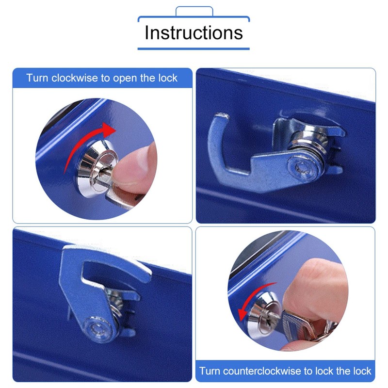 Security Cash Box Fireproof Waterproof with Key Lock 6 Slots