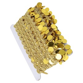 Belly Dance Tassel Belt Round Coin Hip Scarf for National Clothes Accessories Supplies 10 Yards (Gold)