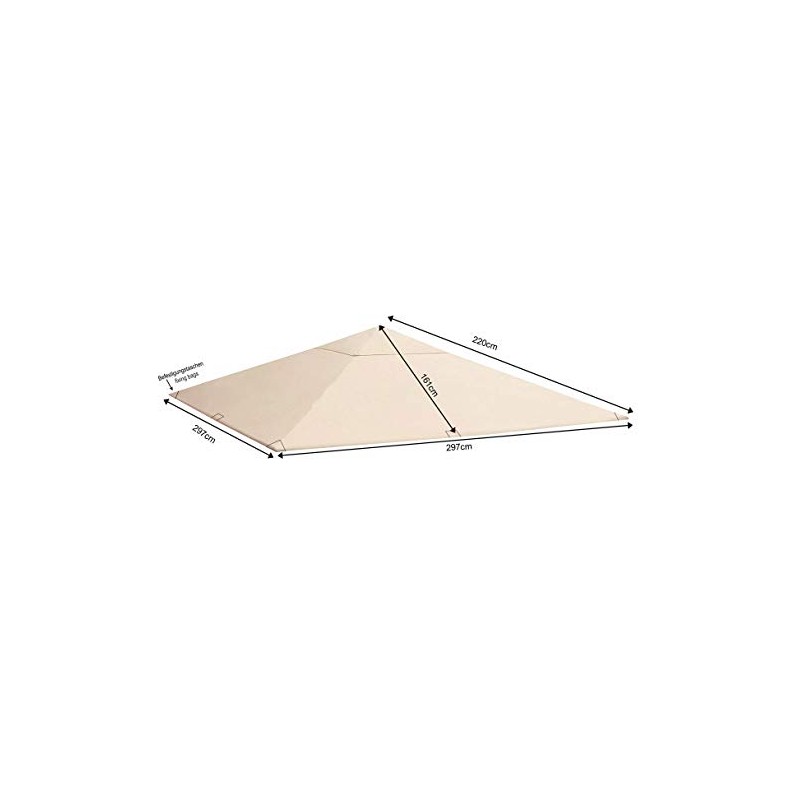 QUICK STAR Ersatzdach für Garten Pavillon 3x3m Sand Antik Pavillondach