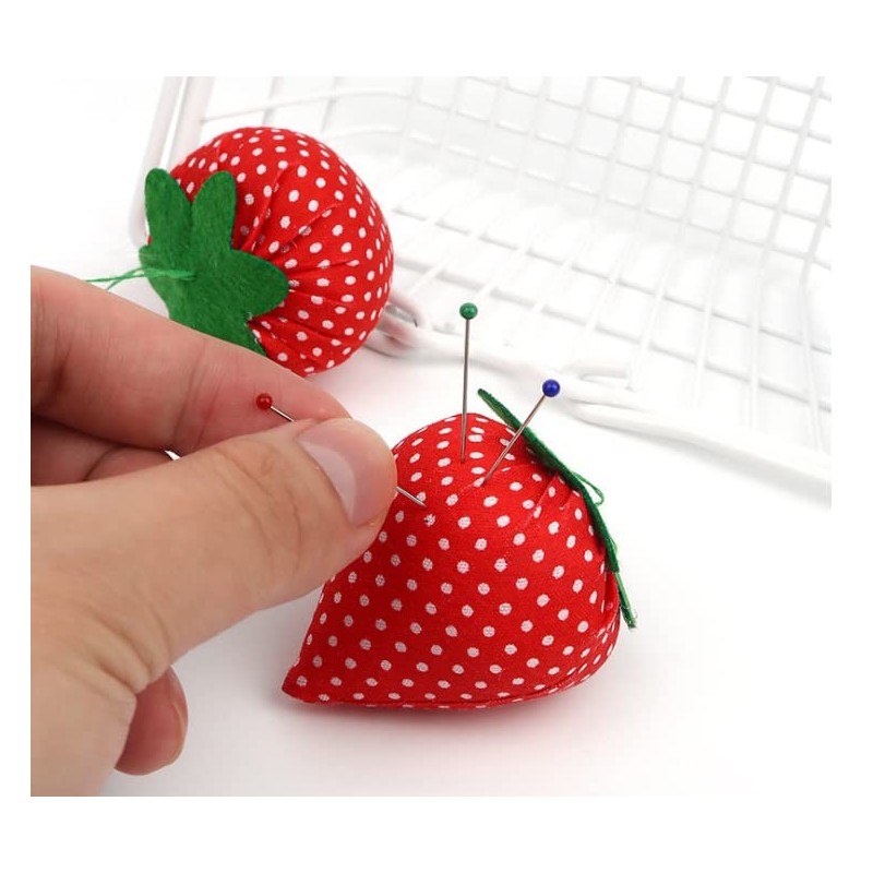 2.36" DIY Craft Strawberry Pin Cushion,Needle Holder Sewing (6 *