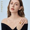 Linawe Chunky Gold Birthstone Rings for Women, Oval Imitation Diamond