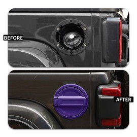SQQP JL - Tapa de depósito de gasolina para puerta de llenado de combustible, accesorios exteriores de aluminio compatibles con Jeep Wrangler JL y Unlimited Sport Rubicon Sahara 2/4 puertas (morado)