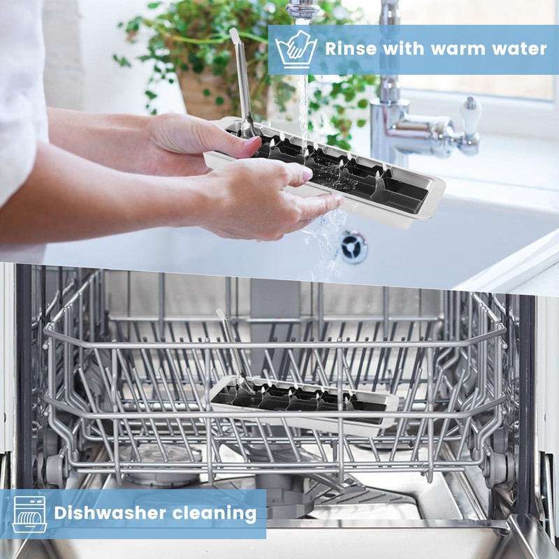 Stainless Steel Ice Cube Tray 18 Slot Removable Metal Ice