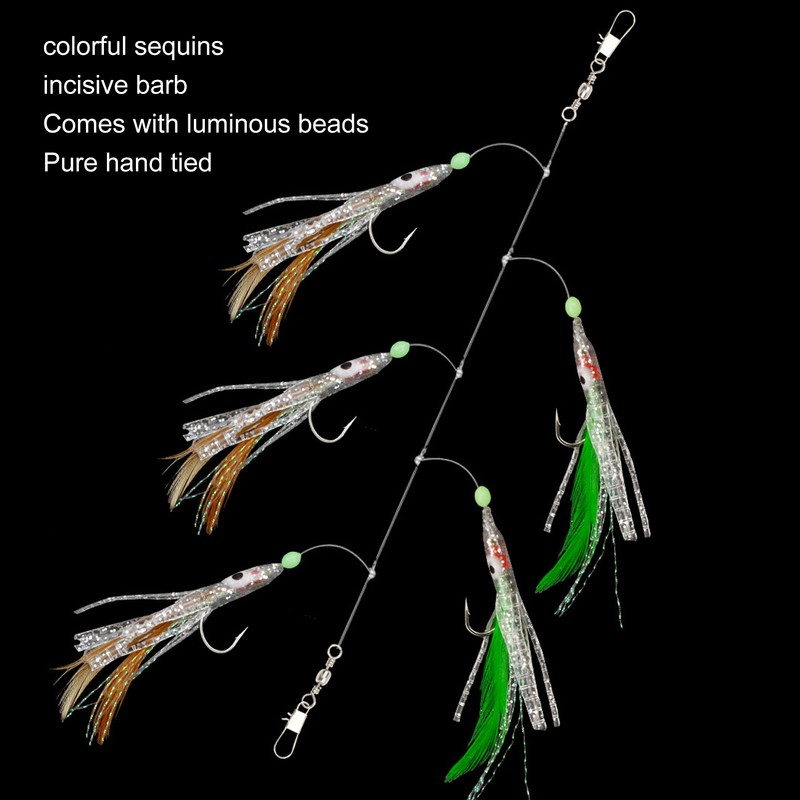 5 Set Octopus Simulation Fishing Rigs Luminous Fishing Lure Bait