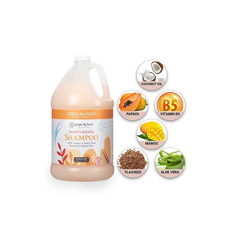 Ginger Lily Farms Botanicals Coco Mango Moisturizing Shampoo, 100% Vegan,