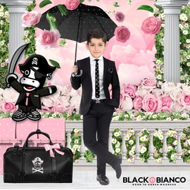 Black n Bianco Boys' Modern Leather Belt with our Trademarked Circle n Belt Buckle (X-Large, Pirate Silver)