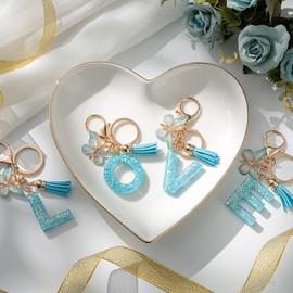 MORSUNBELA Initial Keychain Letter Key Ring Butterfly Key chain Keychains M Letter Blue Keyring for Birthday Mother's Day Party Gifts Small