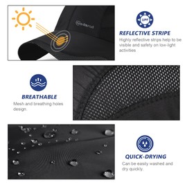 AYPOW Quick-Drying Baseball Cap Men Women 2 Pieces Cooling Breathable Mesh Running Hats Foldable Adjustable Sun Protection Running Cap Baseball Cap Sports Hat Outdoor Sports Summer, Black+white, Unit