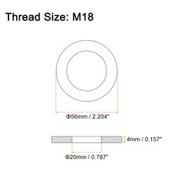 sourcing map 1Pcs M18 Flat Washer, 304 Stainless Steel 20mm ID x 56mm OD x 4mm Thick for Bolt Screw, Factories Repair, Kitchens, Shops, and Outdoor Construction, Silver