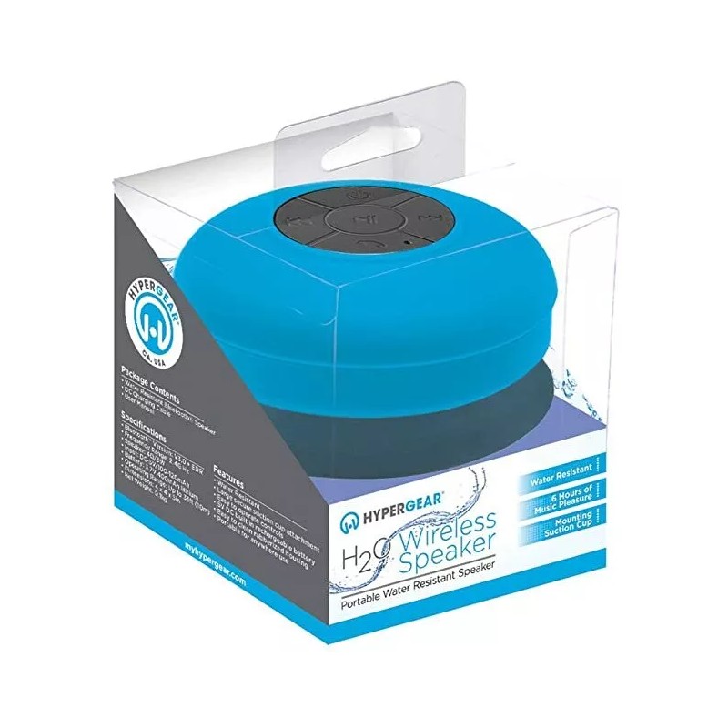 HyperGear H2O Water Resistant Wireless Indoor/Outdoor HD Shower Speaker Blue