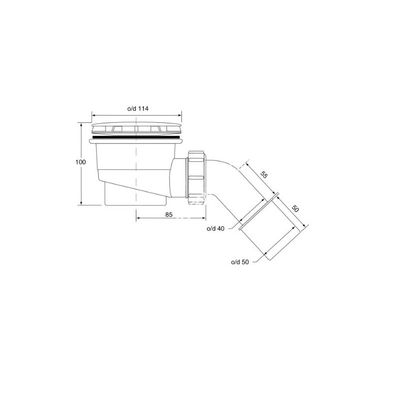 Drain Fitting for Shower Tray 90 mm Diameter with Chrome-Plated