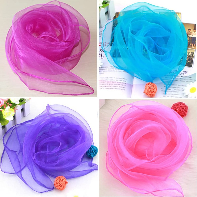 12pcs Chiffon Gradient Juggling Silk Dance Magic Tricks Dancing Props