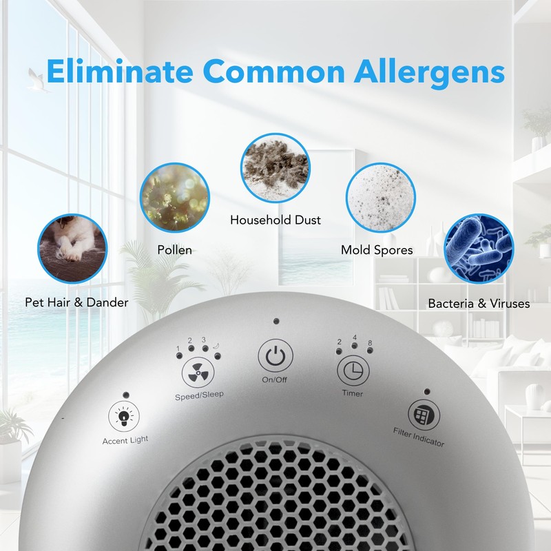 Hunter HP450UV Round Air Purifiers for Home, True HEPA Air