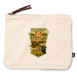 Lantern Press Hot Springs National Park, Arkansas, Geometric National Park Series, 100% Cotton Zipper Pouch, Travel Accessory, Go Bag
