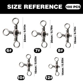 GodtKowty 100 Pcs 3 Way Swivel Fishing Tackle: Stainless Steel Triple Swivels with Black Nickel Coating for Saltwater and Freshwater Fishing, for Catfish and Shaddock Rigging