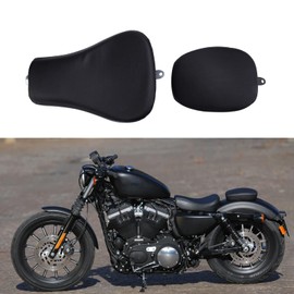 DREAMIZER Motorcycle Front Driver Solo Seat+Rear Passenger Pillion Pad Compatible with Sportster 48 72 Iron 883 XL883 Forty Eight XL1200 Seventy Two 1200,Black