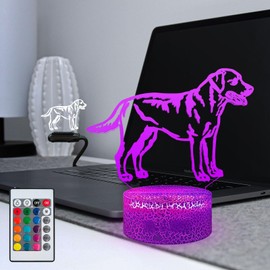 Masshomi Cute Pet Dog Doggy Puppy for Kid Labrador 3D Visual Night Light Illusion RGB 16 Color Change USB Charge Base Touch Remote Control Portable Battery Powered Christmas Boy Gift